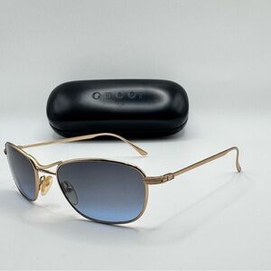 Gucci Gold-Tone Eyewear Temple Arm 1816 Aviator Blue Gradient Sunglasses